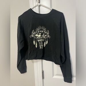 Black cropped western sweatshirt